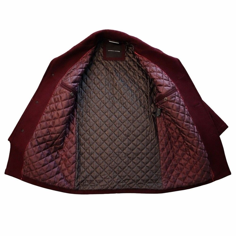 Tommy Hilfiger Womens Small Burgundy Wool Blend Quilted Car Coat - Picture 5 of 6